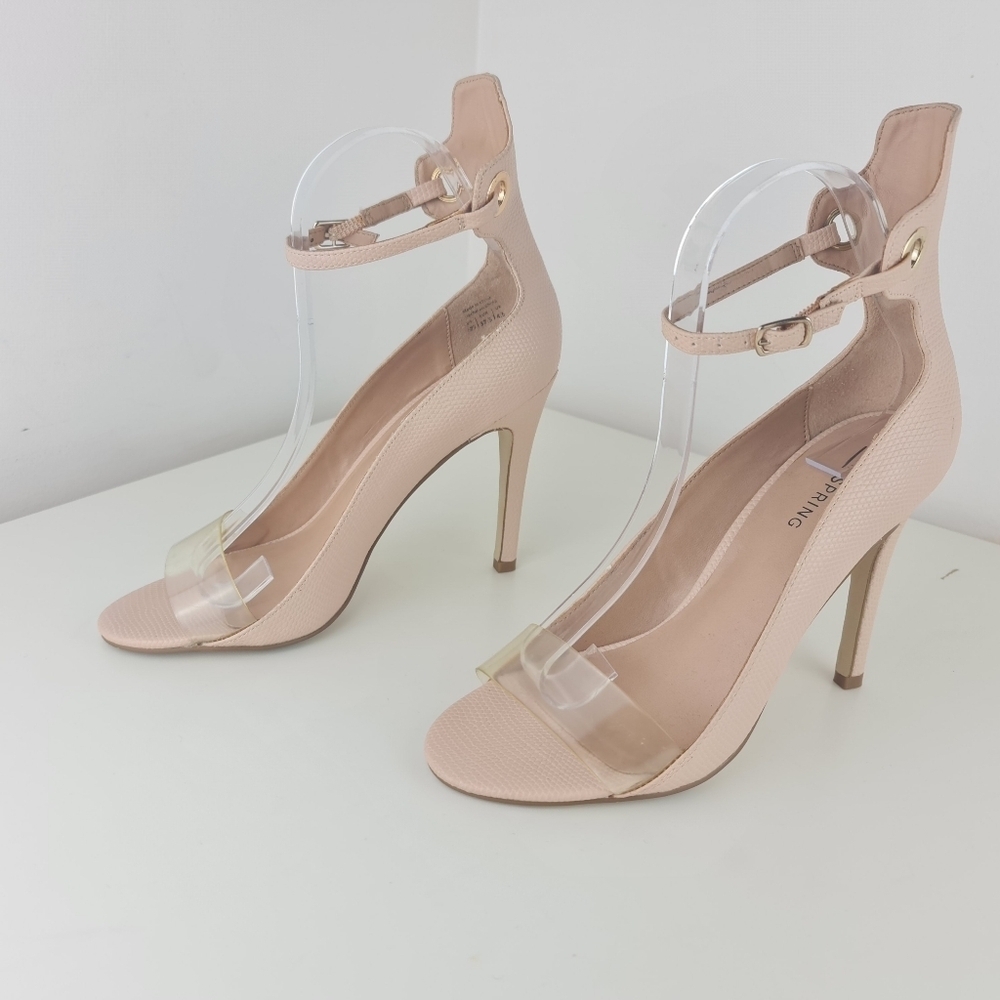 Call It Spring open toe pink high heel shoes size 7